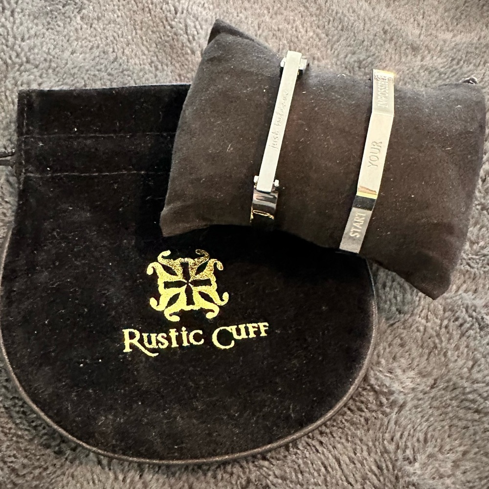 Rustic Cuff Bracelet Duo - Silver